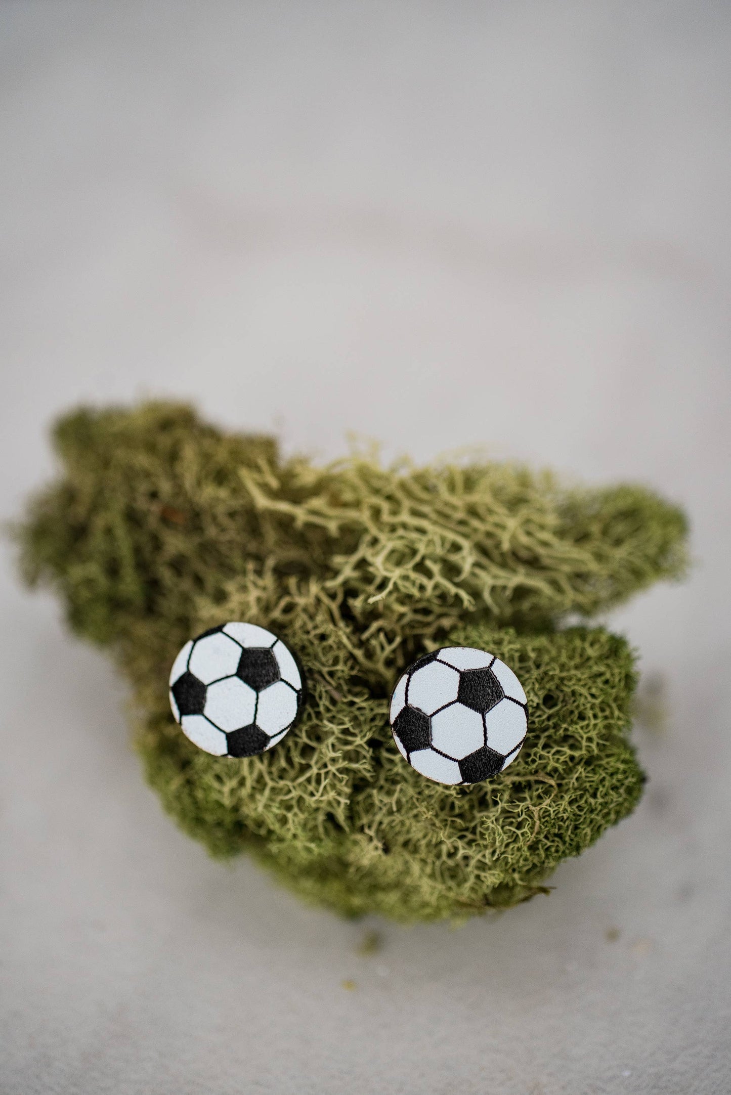 Soccer Ball Studs - Black & White Acrylic - Handmade