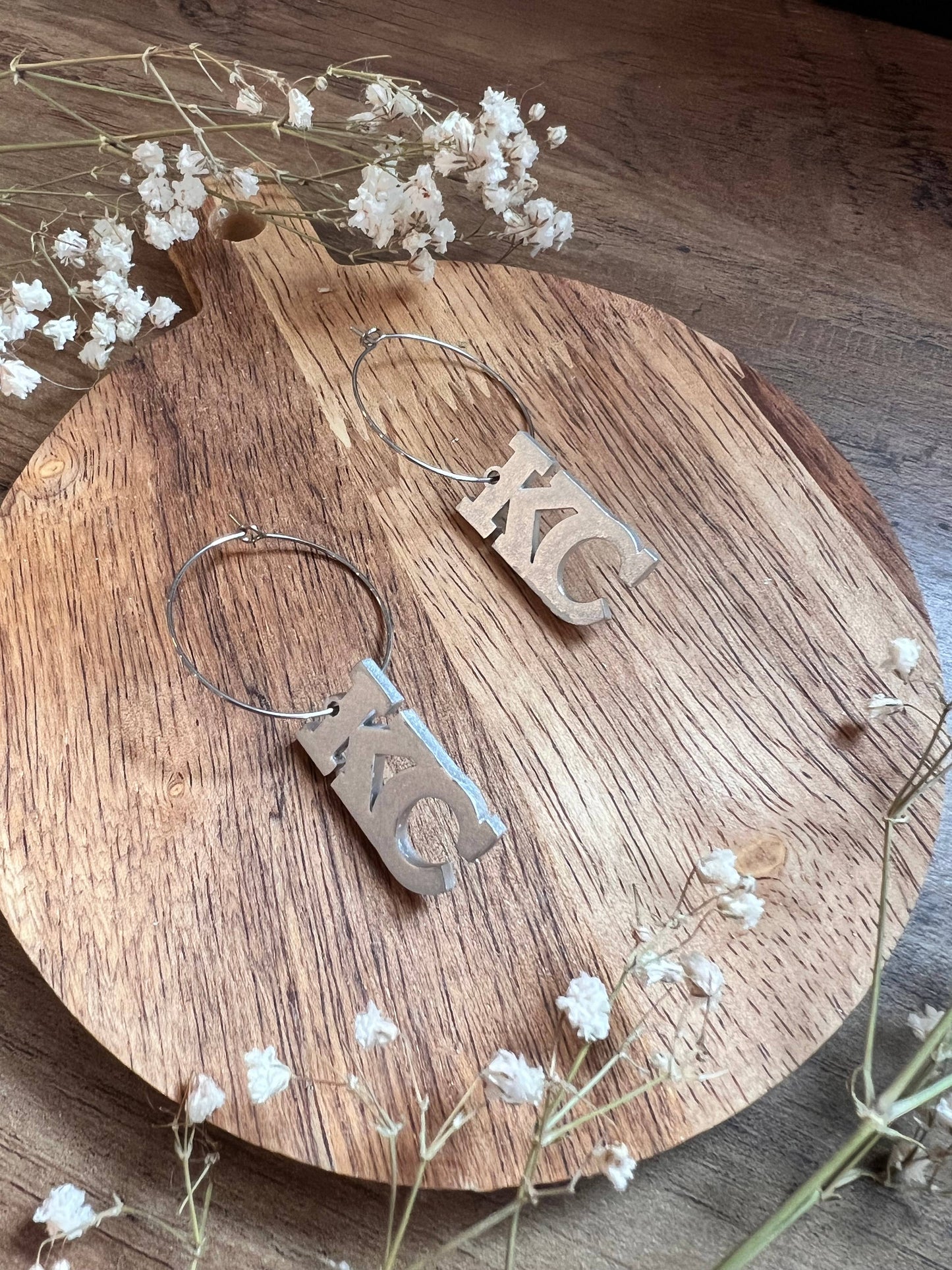 KC Hoop Earrings, Kansas City Earrings, City Earrings, KC