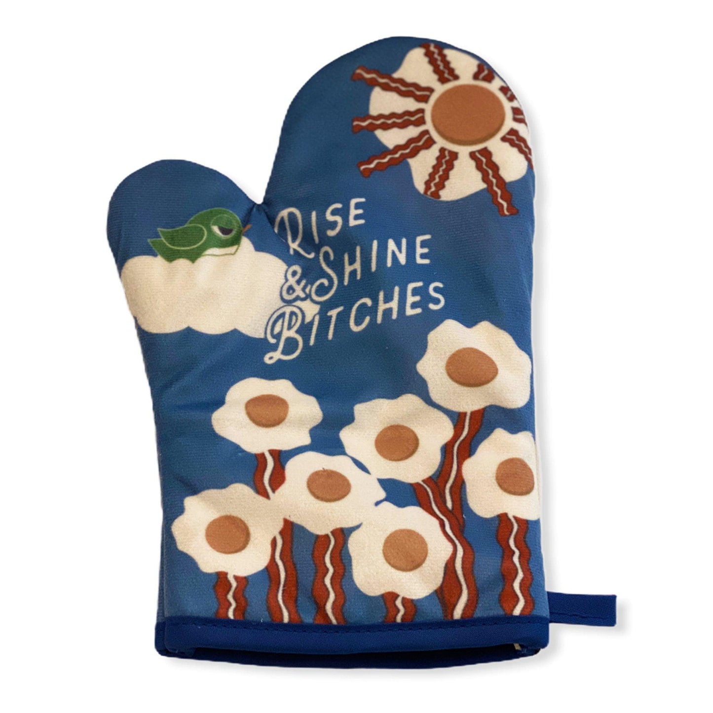 Rise And Shine Bitches Oven Mitt + Apron: Apron / Blue