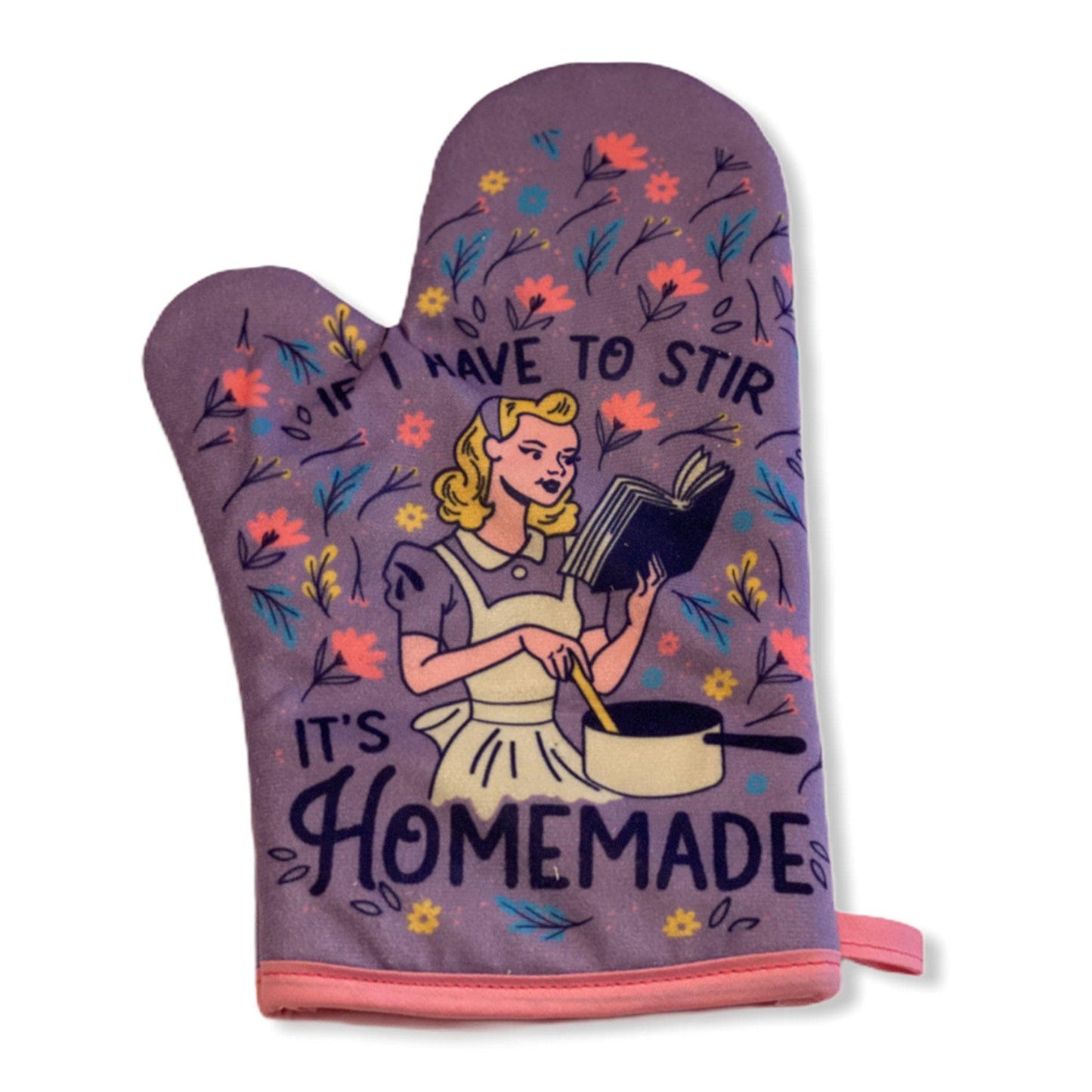 If I Have To Stir It's Homemade Oven Mitt Apron Funny: Apron / Purple