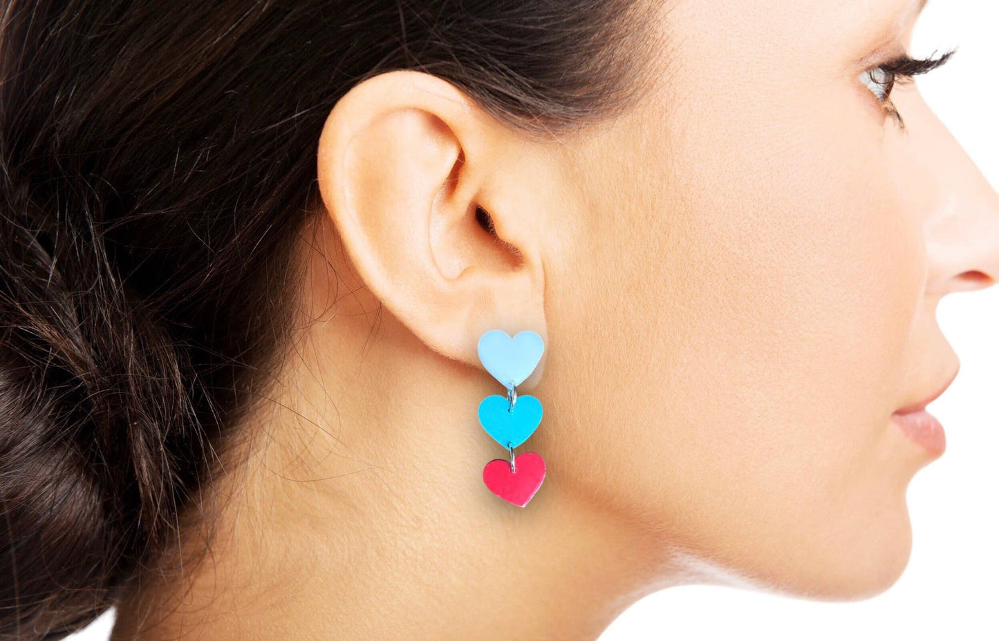 KC Current Heart Earrings, Custom Team Color Heart Earrings