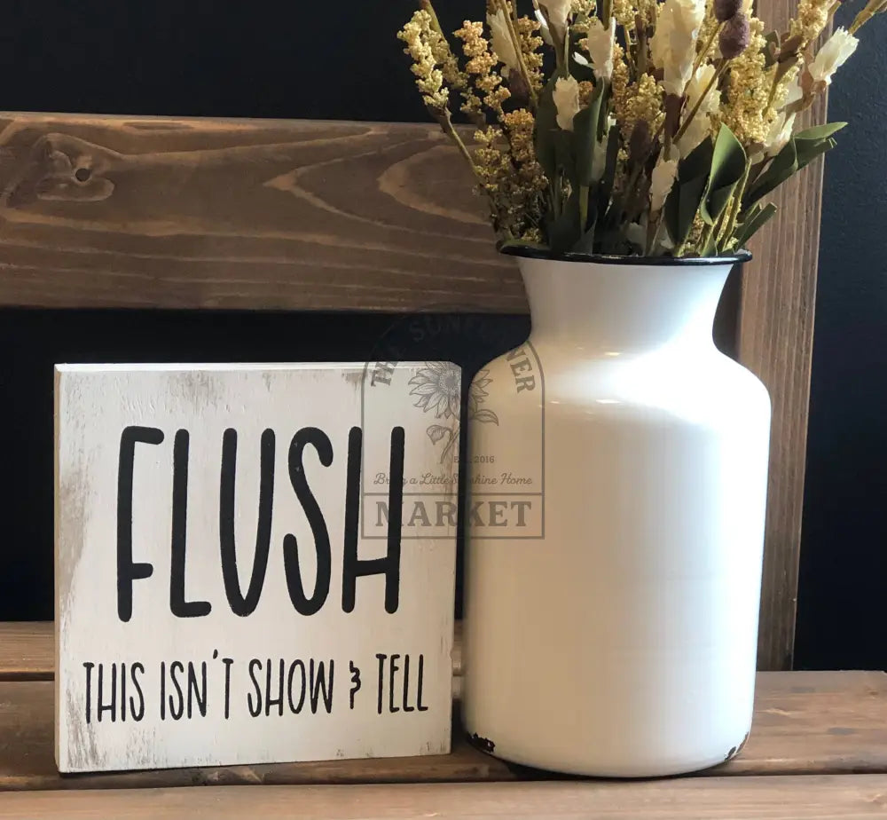 Flush - Funny Bathroom Rustic White Shelf Sitter - white