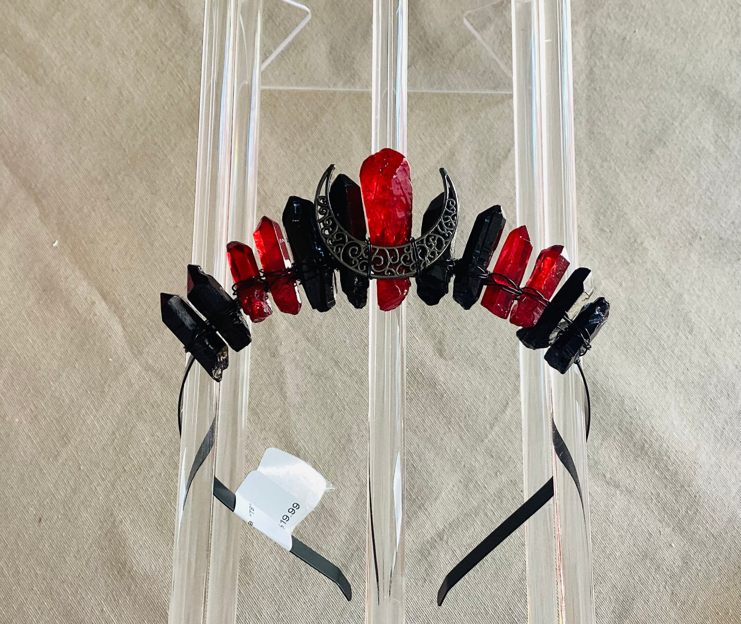 Small Black and Red Crystal Headband