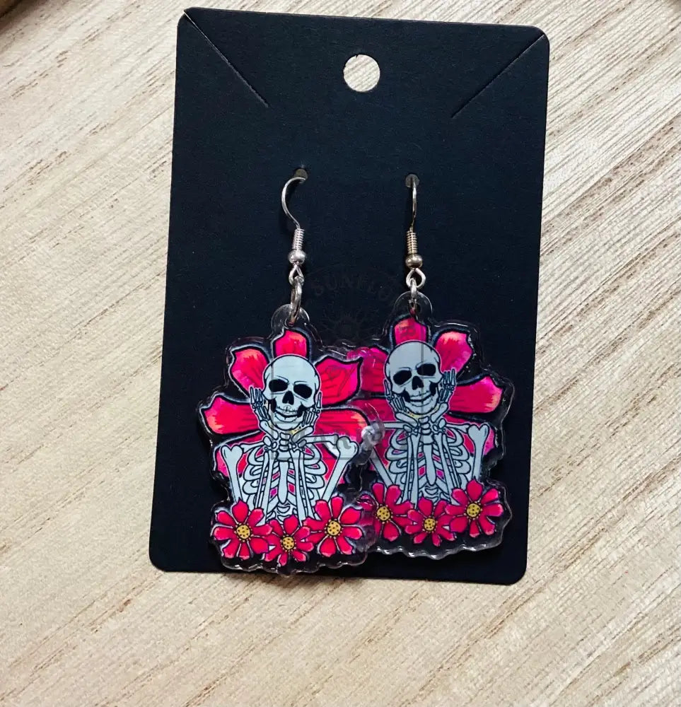 SD3/Earrings - Pink Skeleton