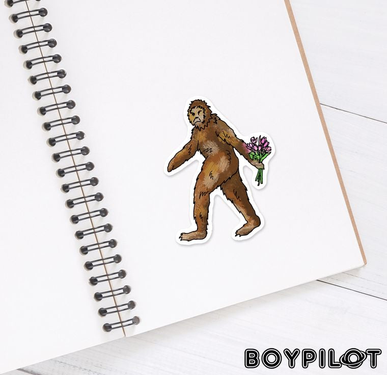 Romantic Sasquatch Sticker - Funny Bigfoot Valentine's Day Cryptid Sticker