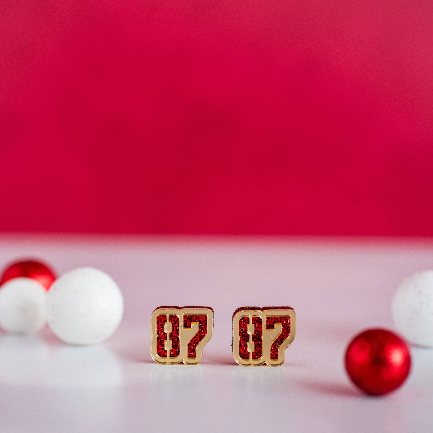 KC Football - 87 Studs Red Glitter & Gold Mirror