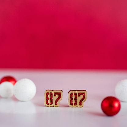 KC Football - 87 Studs Red Glitter & Gold Mirror