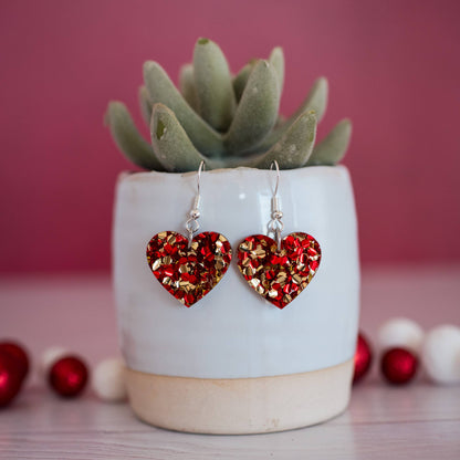 KC Football - Petite Chunky Glitter Heart Dangles Kansas Cit