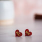 Kansas City Football Hand Painted Red Glitter KC Heart Studs