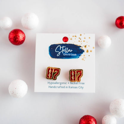 KC Football - 87 Studs Red Glitter & Gold Mirror