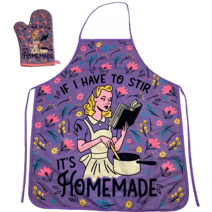 If I Have To Stir It's Homemade Oven Mitt Apron Funny: Apron / Purple