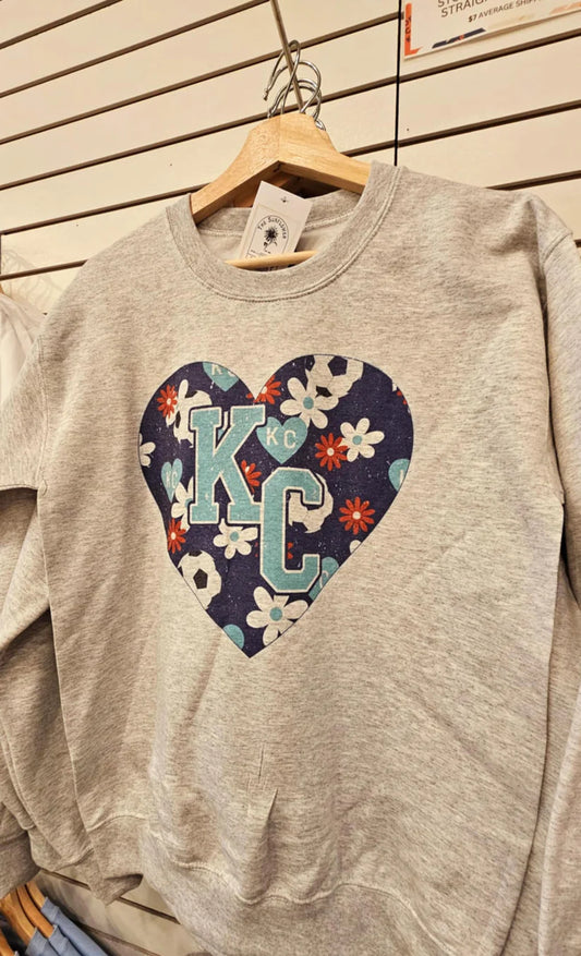 KC Teal Floral Soccer Heart