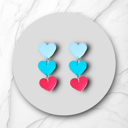 KC Current Heart Earrings, Custom Team Color Heart Earrings