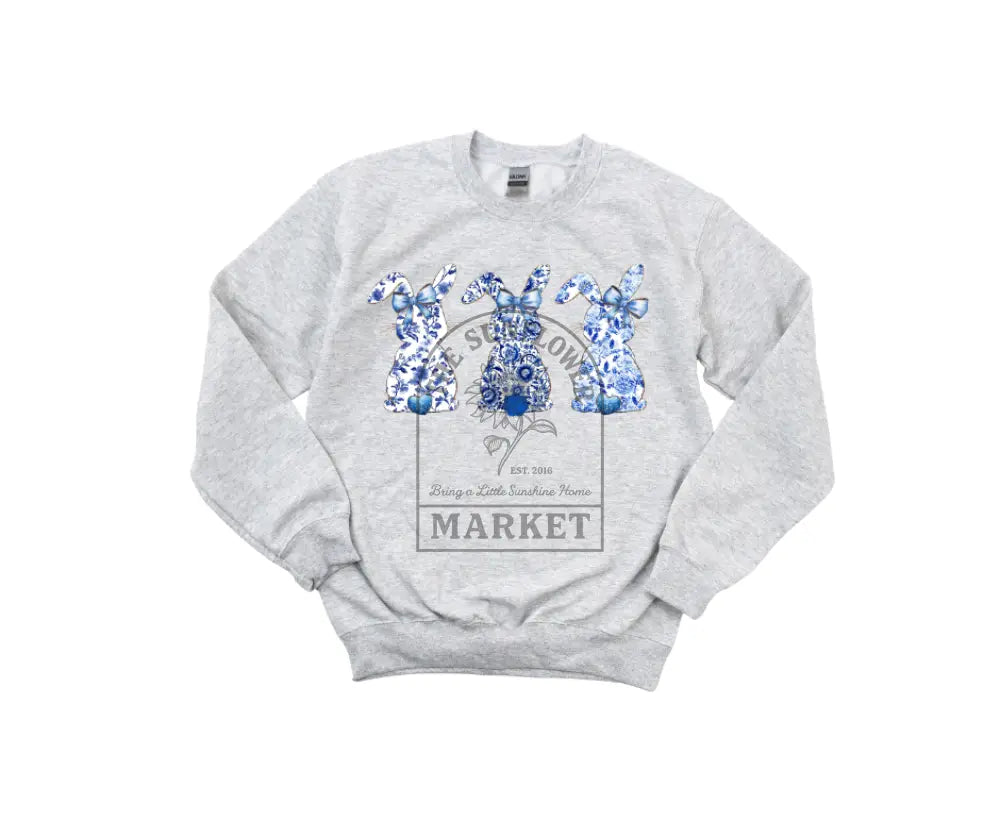 Blue Floral Bunnies