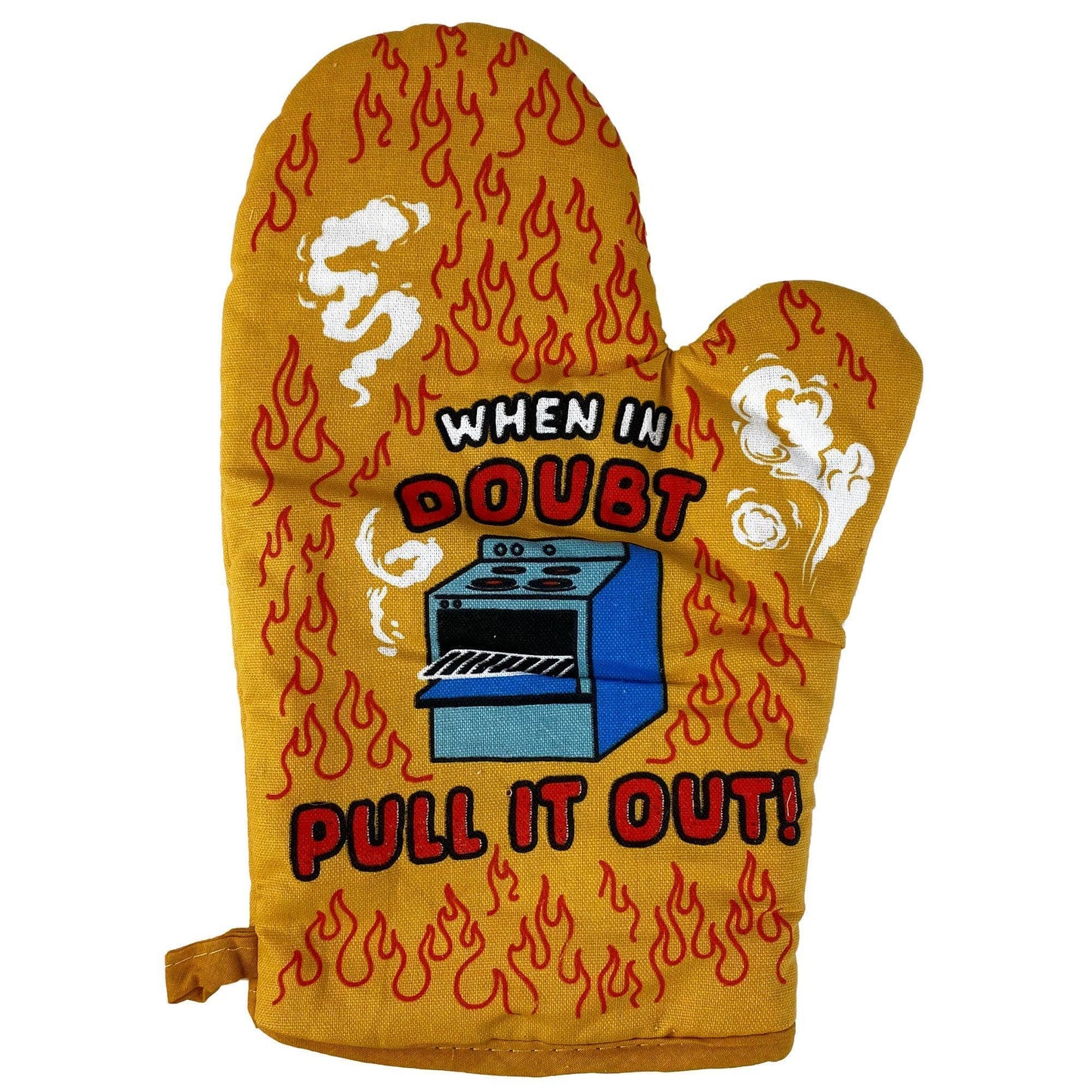 When In Doubt Pull Out Oven Mitt Funny Pot Holder: Oven Mitt / Orange