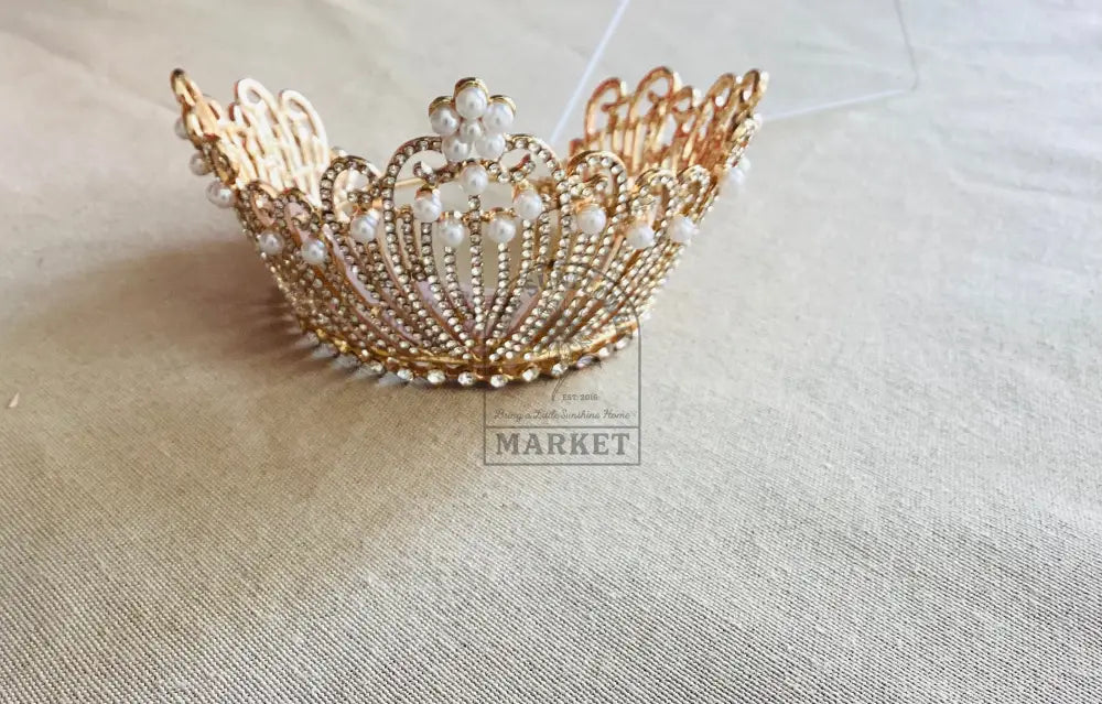 DL-4 Tiaras - Gold and Pearl full circle