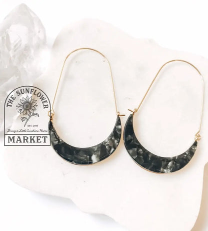 Earrings - Black and gold REsin Hoop