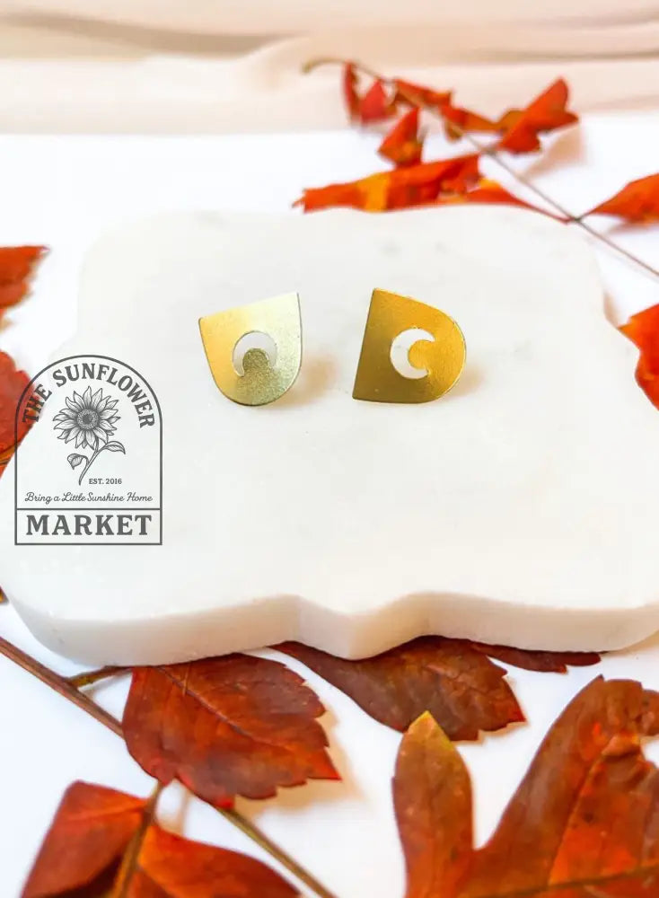 Earrings - Brass and SS Moon Arch