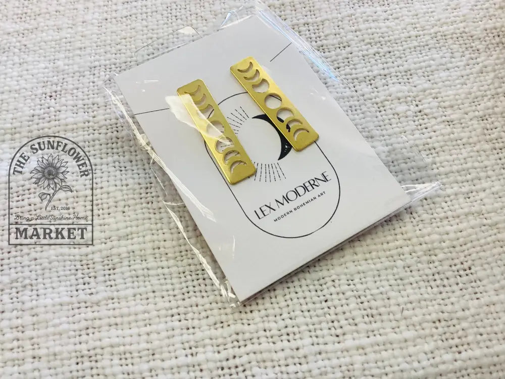 Earrings - Brass and SS Moon Phase Studs