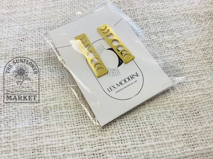 Earrings - Brass and SS Moon Phase Studs