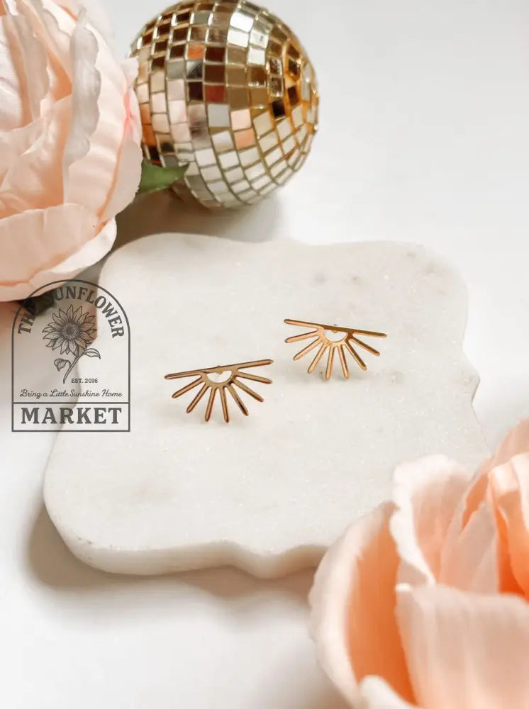 Earrings - Brass and SS Sun Ray Stud