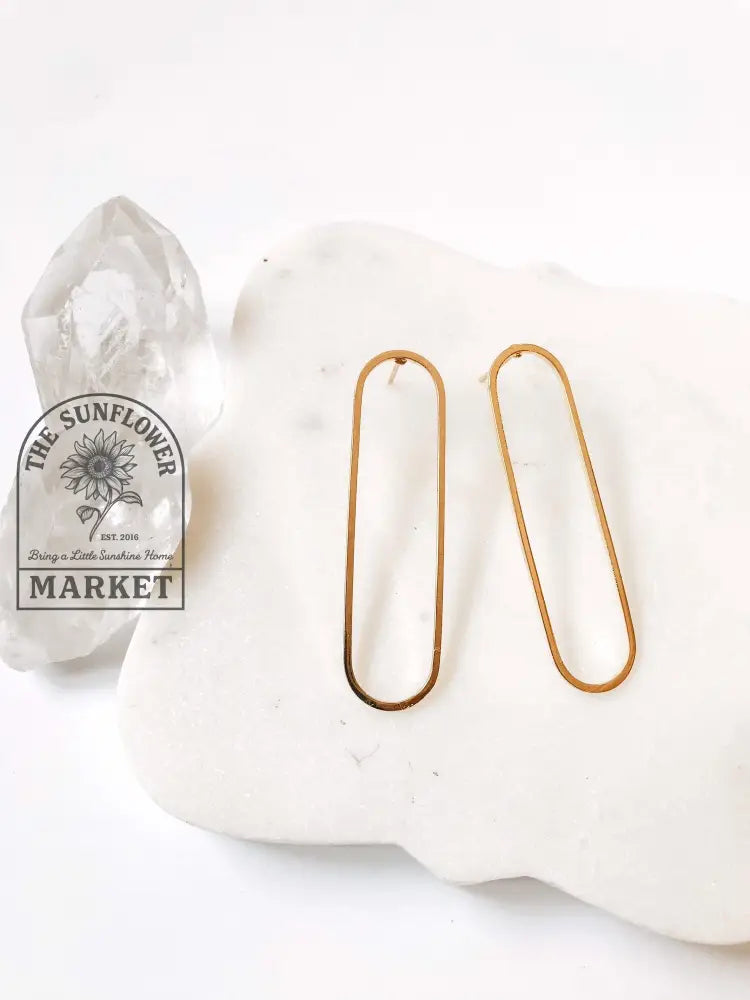 Earrings - Gold Plated L Oval Studs