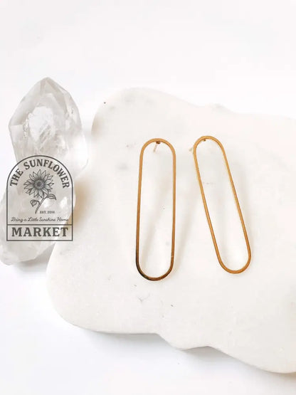 Earrings - Gold Plated L Oval Studs