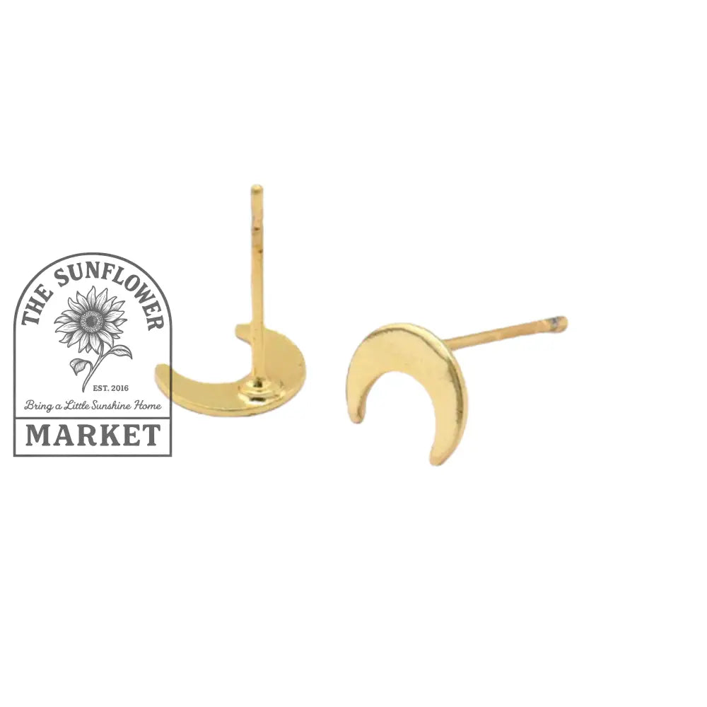 Earrings - Gold Plated Moon Studs