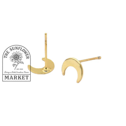 Earrings - Gold Plated Moon Studs