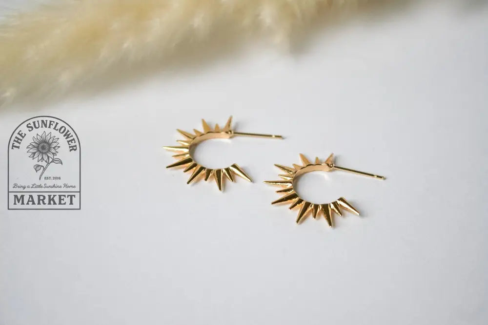 Earrings - Gold Plated Spiked Hoops