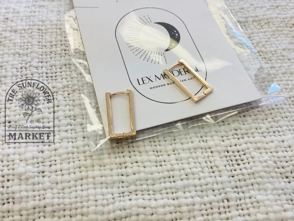 Earrings - Gold Rectangle Hoops