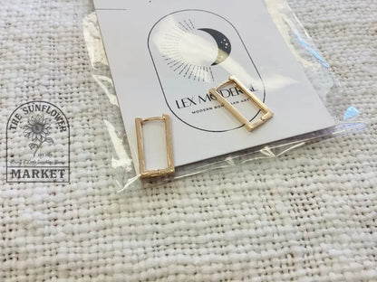 Earrings - Gold Rectangle Hoops