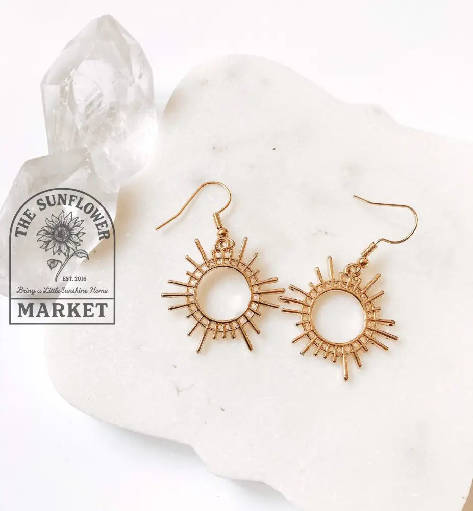 Earrings - Gold Sun Dangle