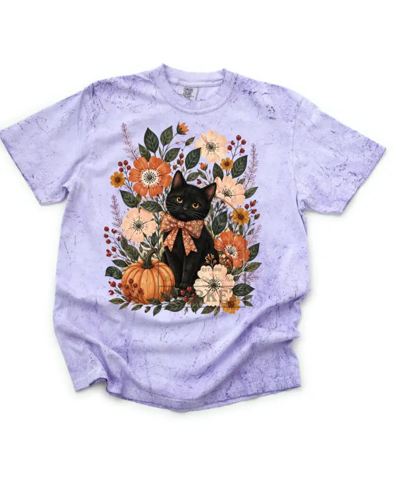 Floral Black Cat