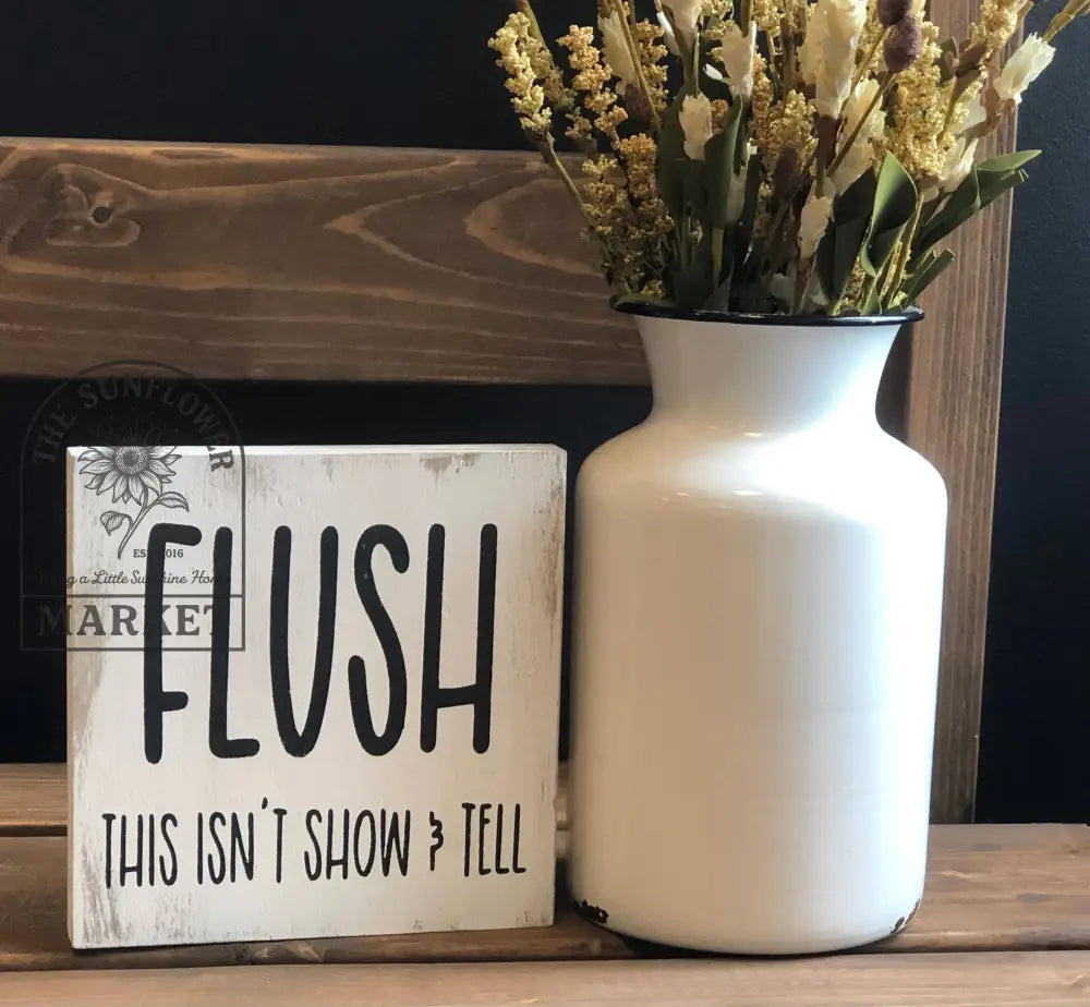 Flush - Funny Bathroom Rustic White Shelf Sitter - white