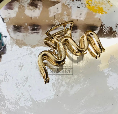 Gold Claw Clip - Squiggle