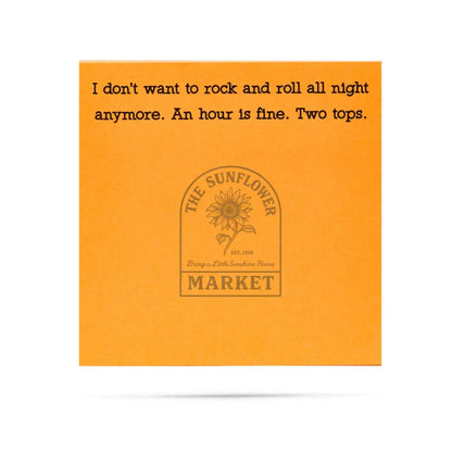 I don’t want to rock and roll all night funny sticky notes