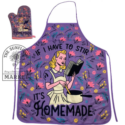If I Have To Stir It’s Homemade Oven Mitt Apron Funny: Apron / Purple
