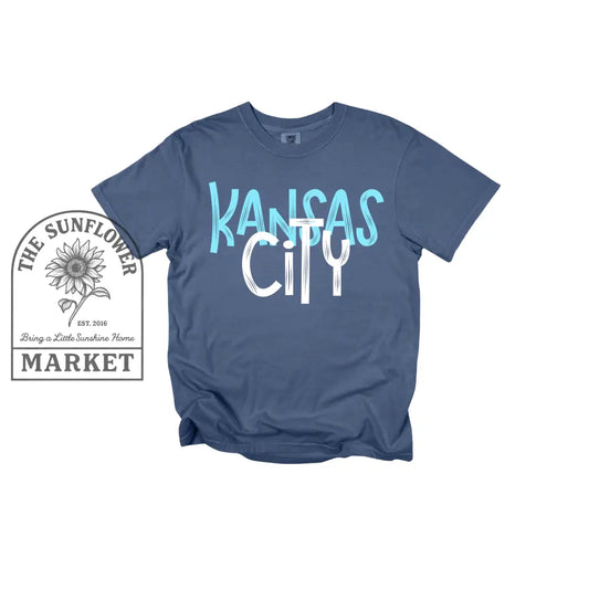 Kansas City Bright Blue and White