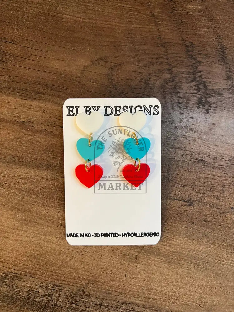 KC Current Heart Earrings Custom Team Color Heart Earrings