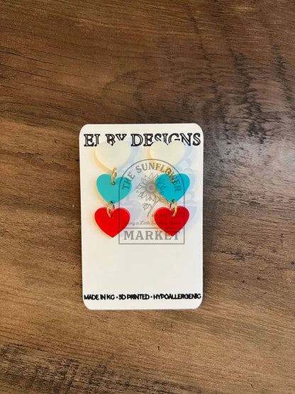 KC Current Heart Earrings Custom Team Color Heart Earrings