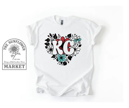 KC Heart Flowers Teal & Red
