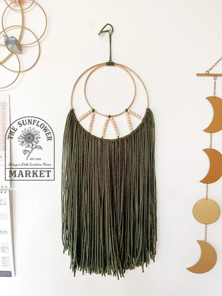 Macrame - Round Beaded Forrest Green
