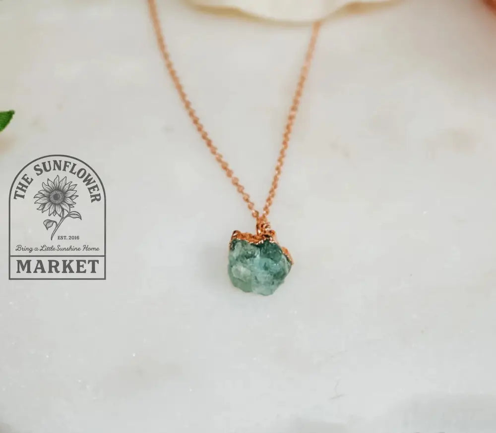 Necklace - RG W/ Aquamarine Pendant