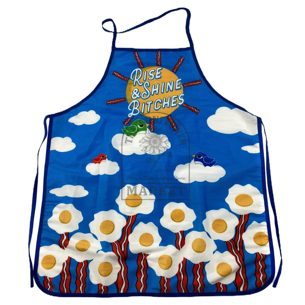 Rise And Shine Bitches Oven Mitt + Apron: Apron / Blue