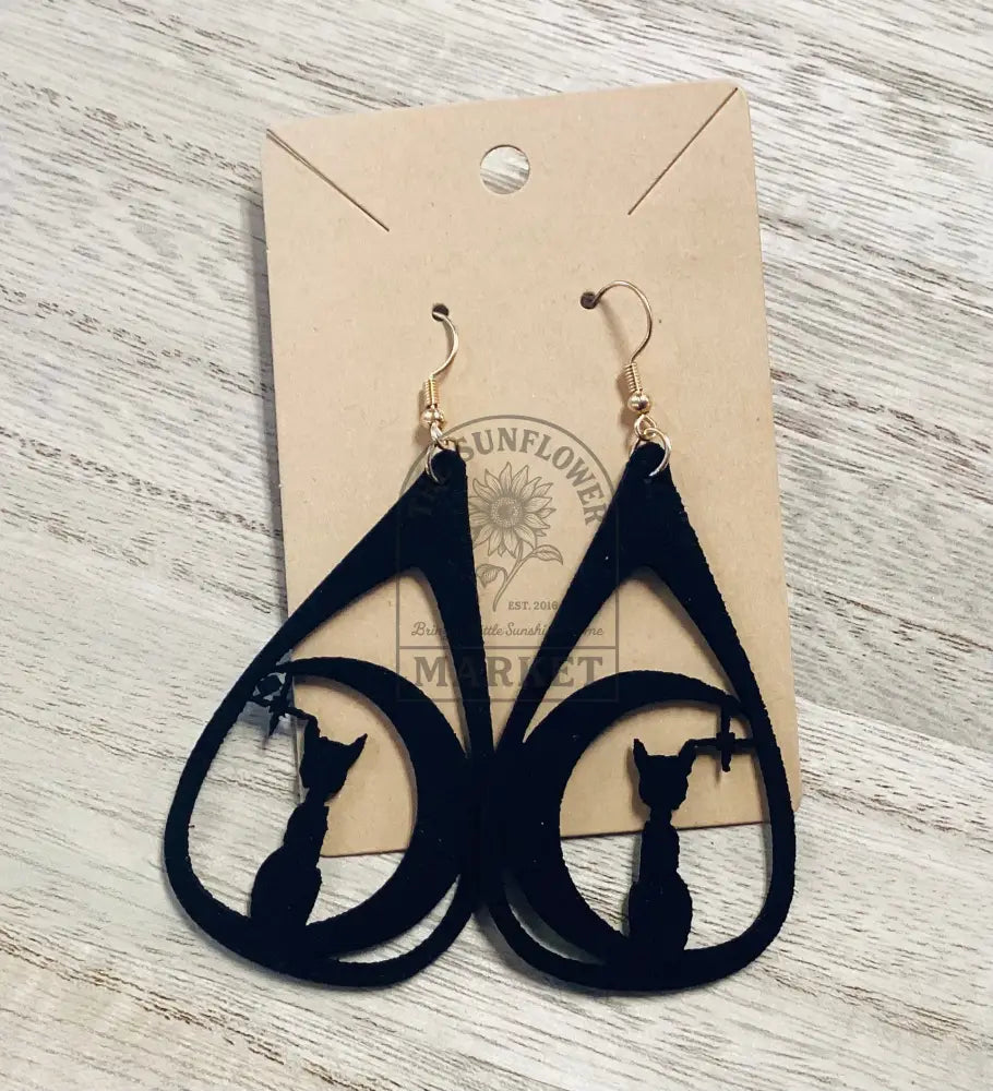 SD2/Earrings - Felt black cat