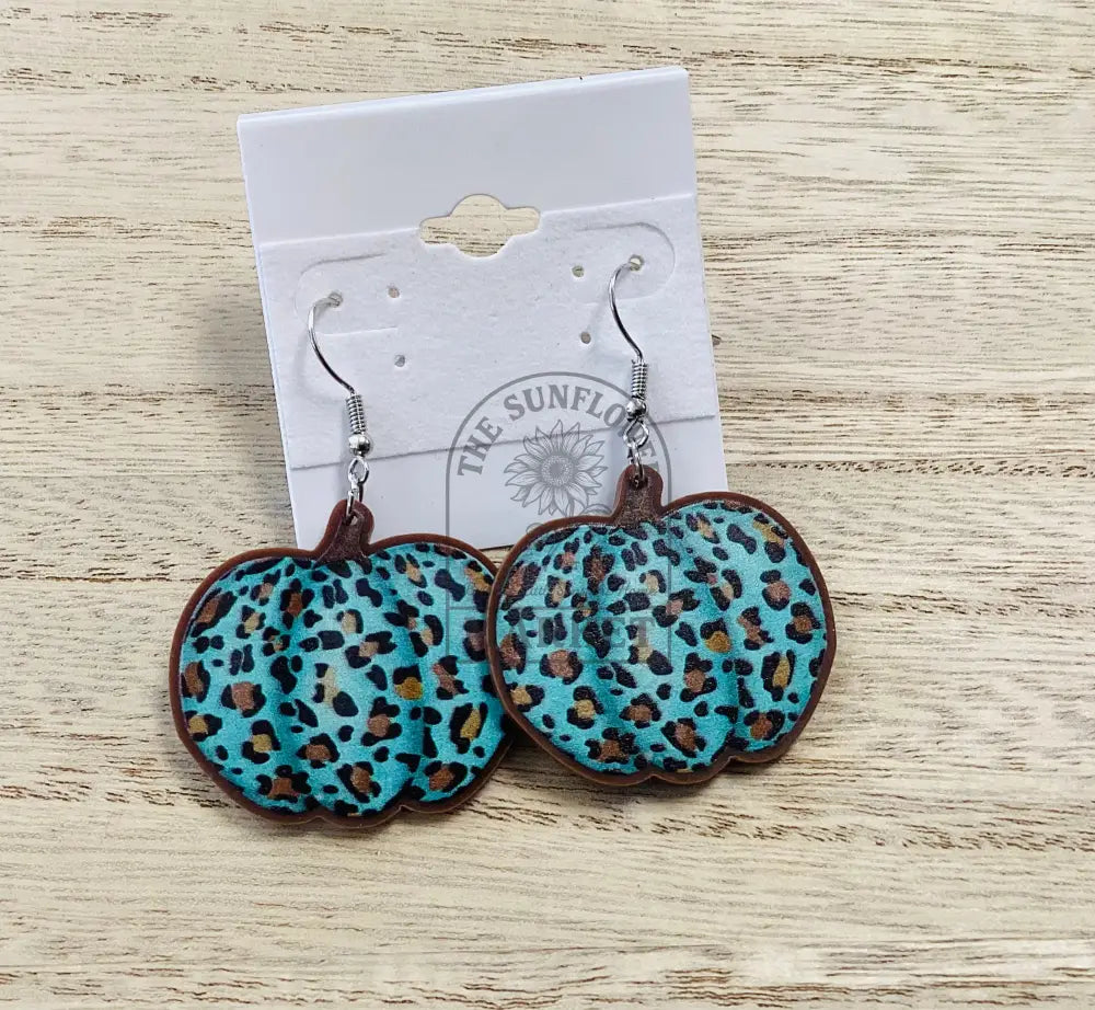 SD2/Earrings - Teal leopard pumpkin