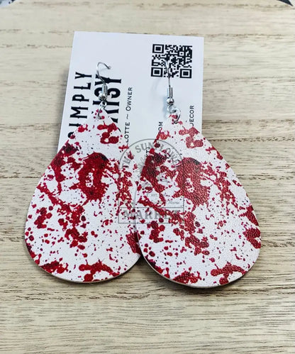 SD2/Earrings - Teardrop-blood splatter(white)