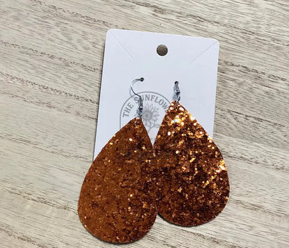 SD2/Earrings - Teardrop-orange glitter