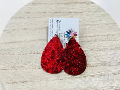 SD2/Earrings - Teardrop-red glitter